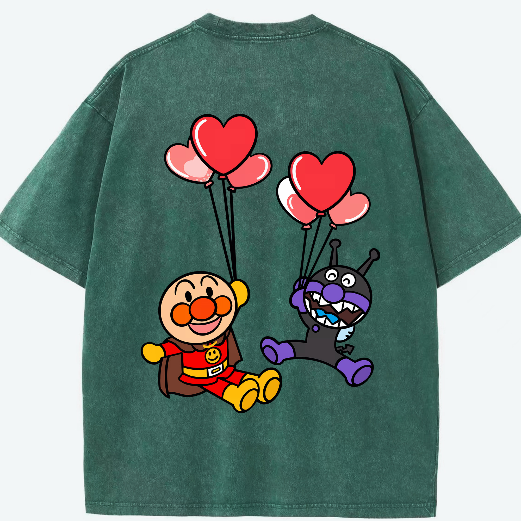 （画像用） アンパンマン Anpanman 綿100% ヴィンテージ風 半袖Tシャツ（背面プリント）